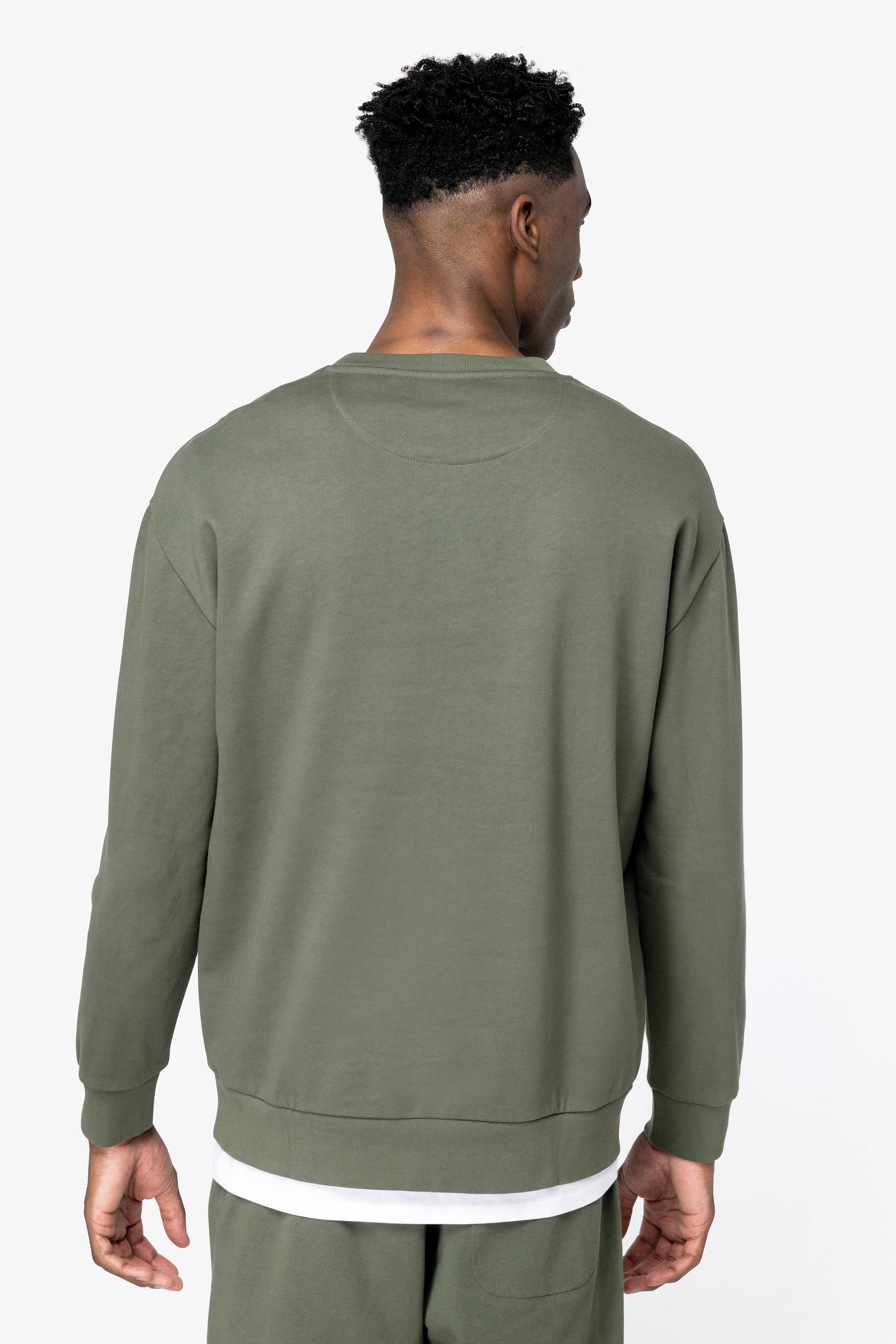 Miniature 4 pour Sweat-shirt écoresponsable à col rond à épaules tombantes molleton gratté unisexe