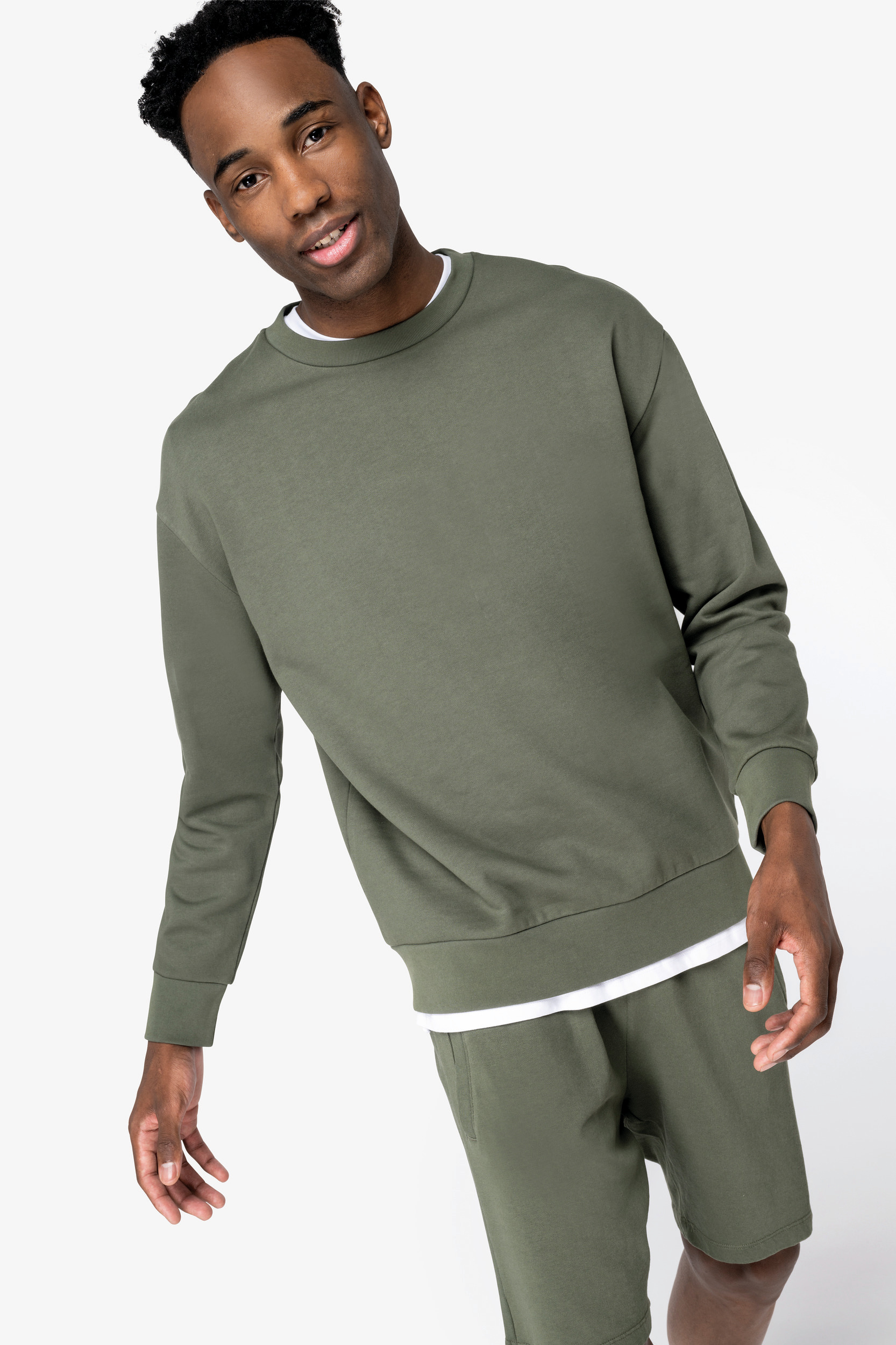Miniature 2 pour Sweat-shirt écoresponsable à col rond à épaules tombantes molleton gratté unisexe