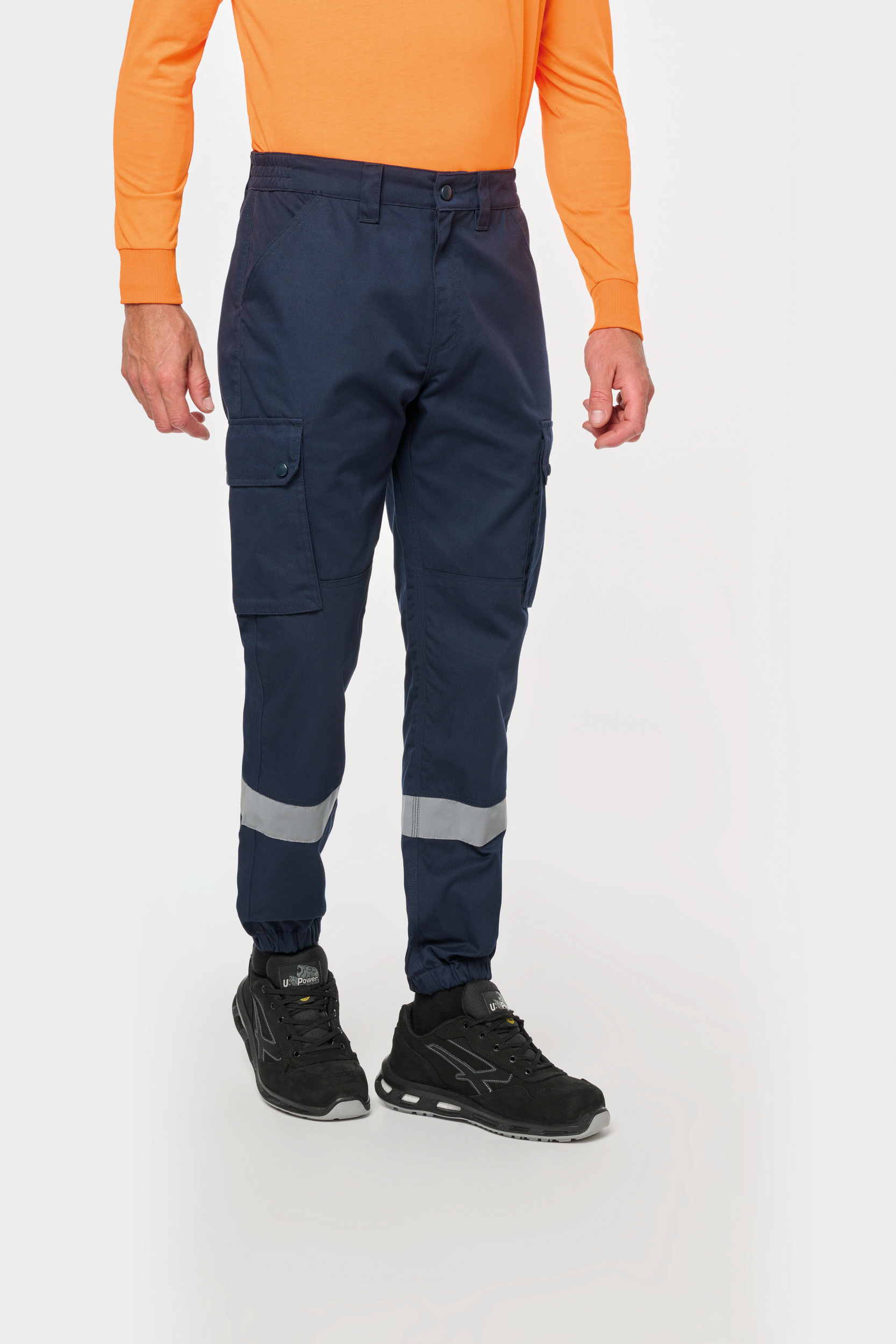Miniature 1 pour Pantalon cargo unisexe avec bas élastiqué et bande réfléchissante
