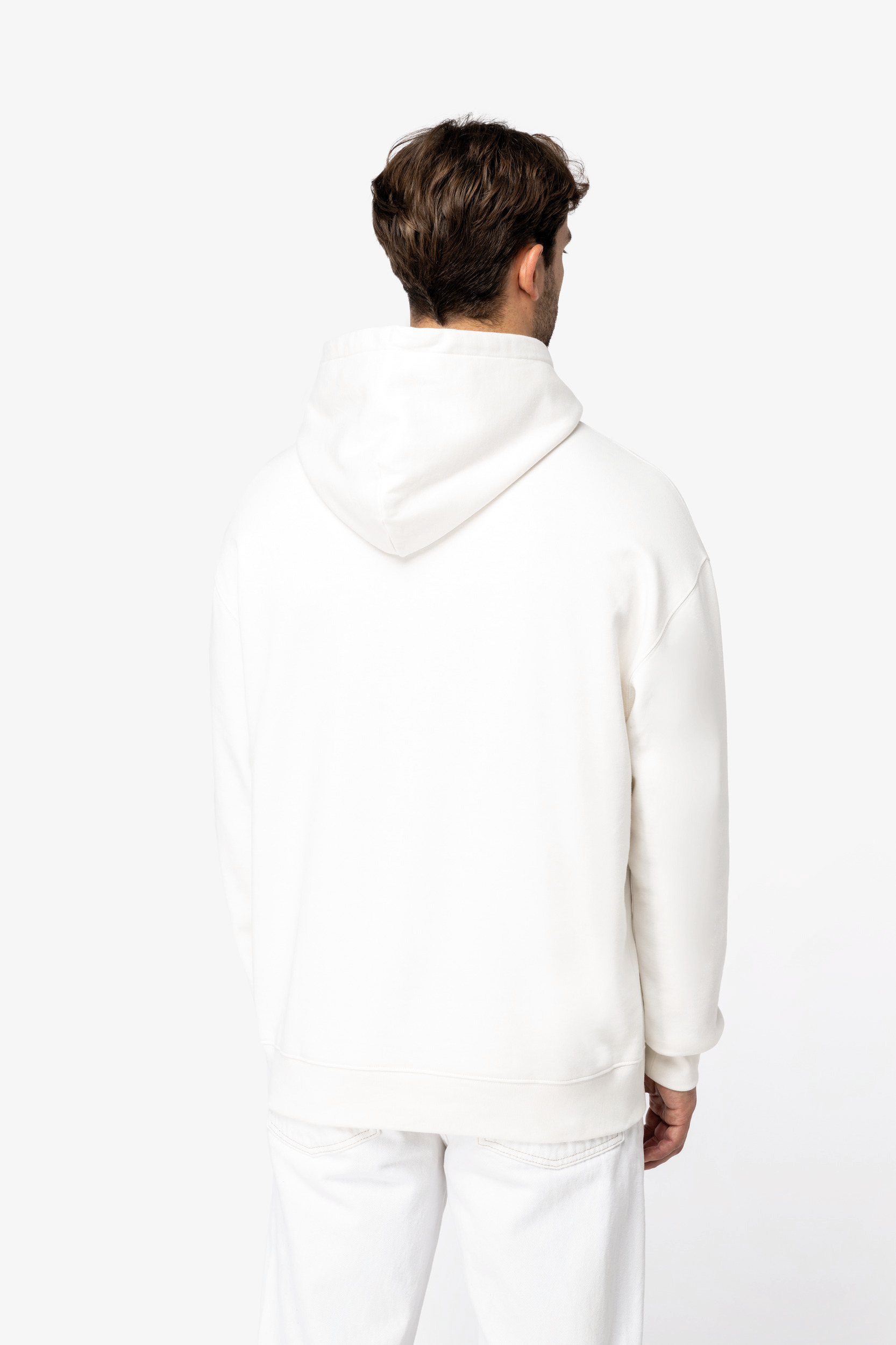 Miniature 4 pour Sweat-shirt écoresponsable à capuche à épaules tombantes molleton gratté unisexe