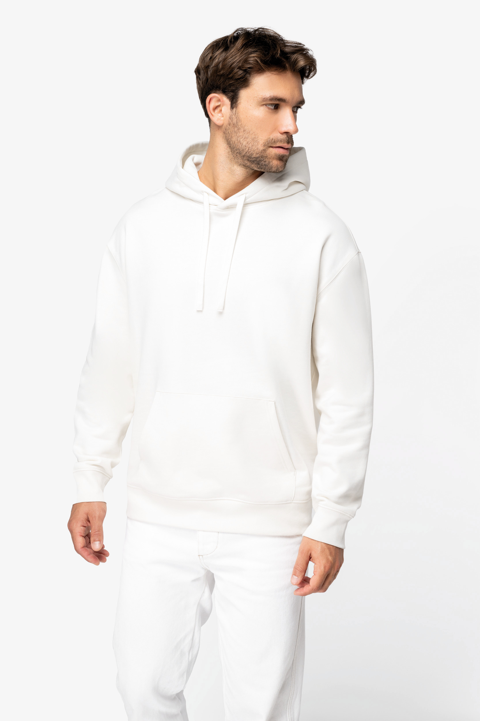 Miniature 3 pour Sweat-shirt écoresponsable à capuche à épaules tombantes molleton gratté unisexe