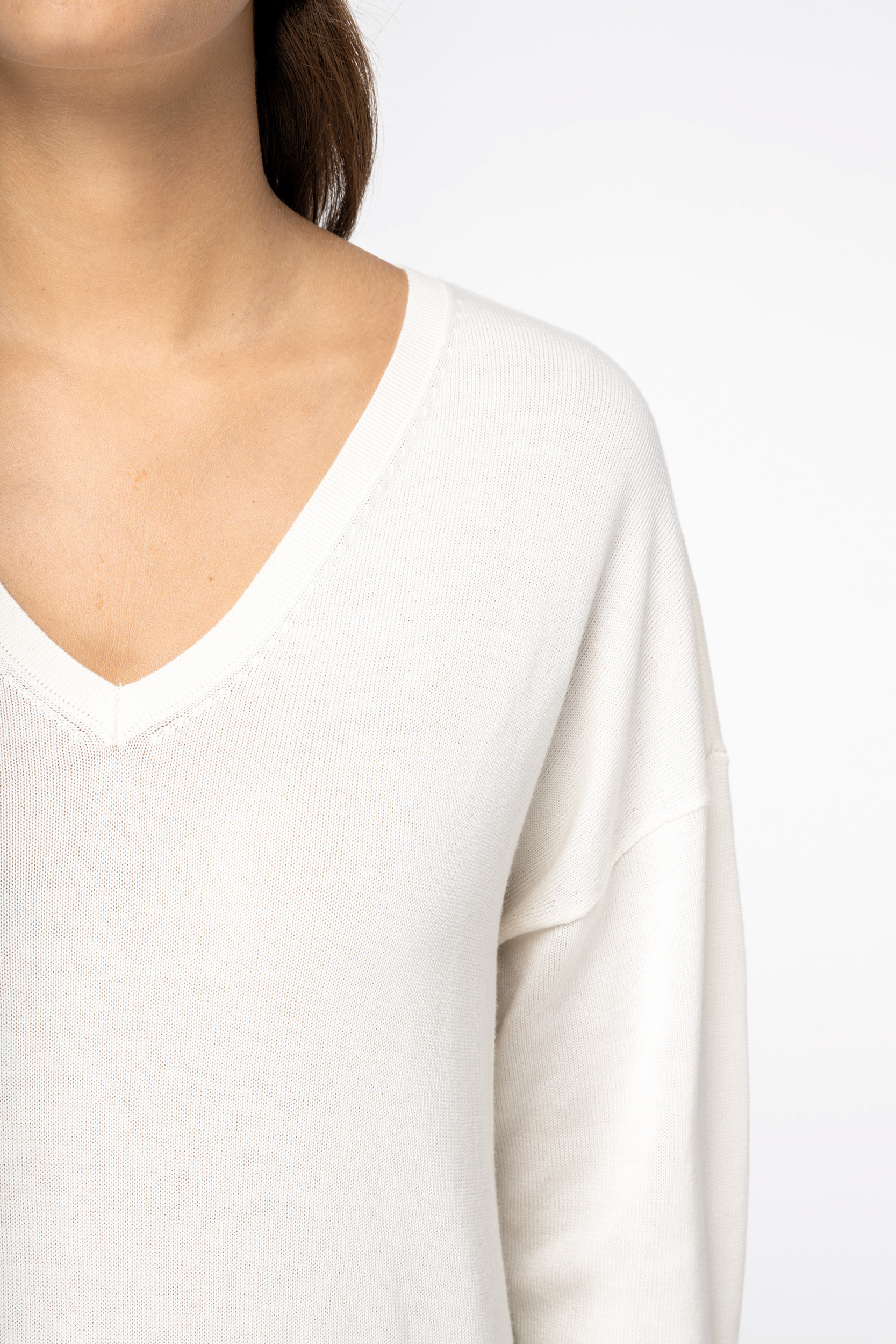 Miniature 5 pour Pull écoresponsable col V en lyocell femme
