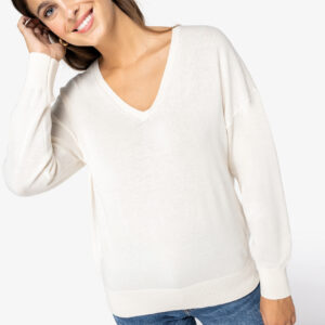 Visuel Pull écoresponsable col V en lyocell femme