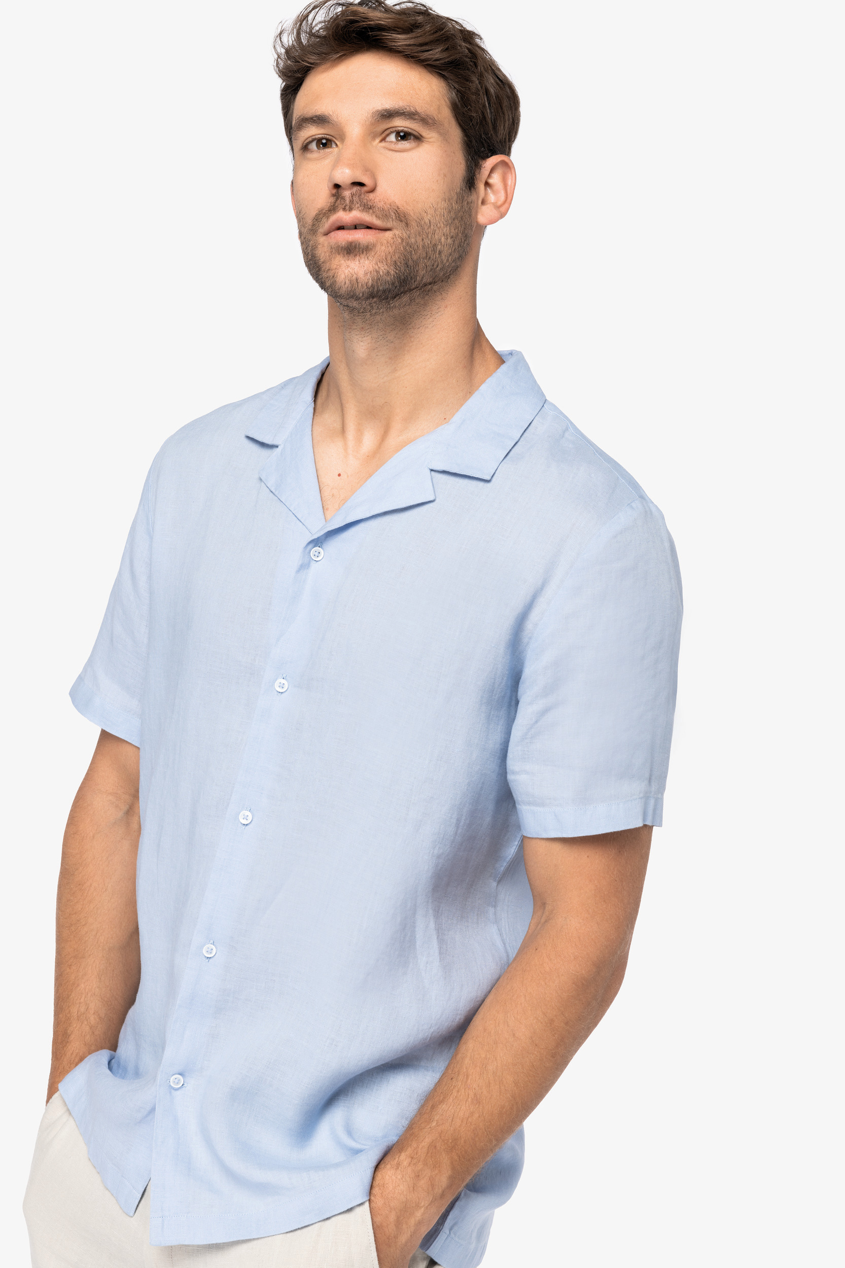 Miniature 1 pour Chemise à col bowling en lin homme