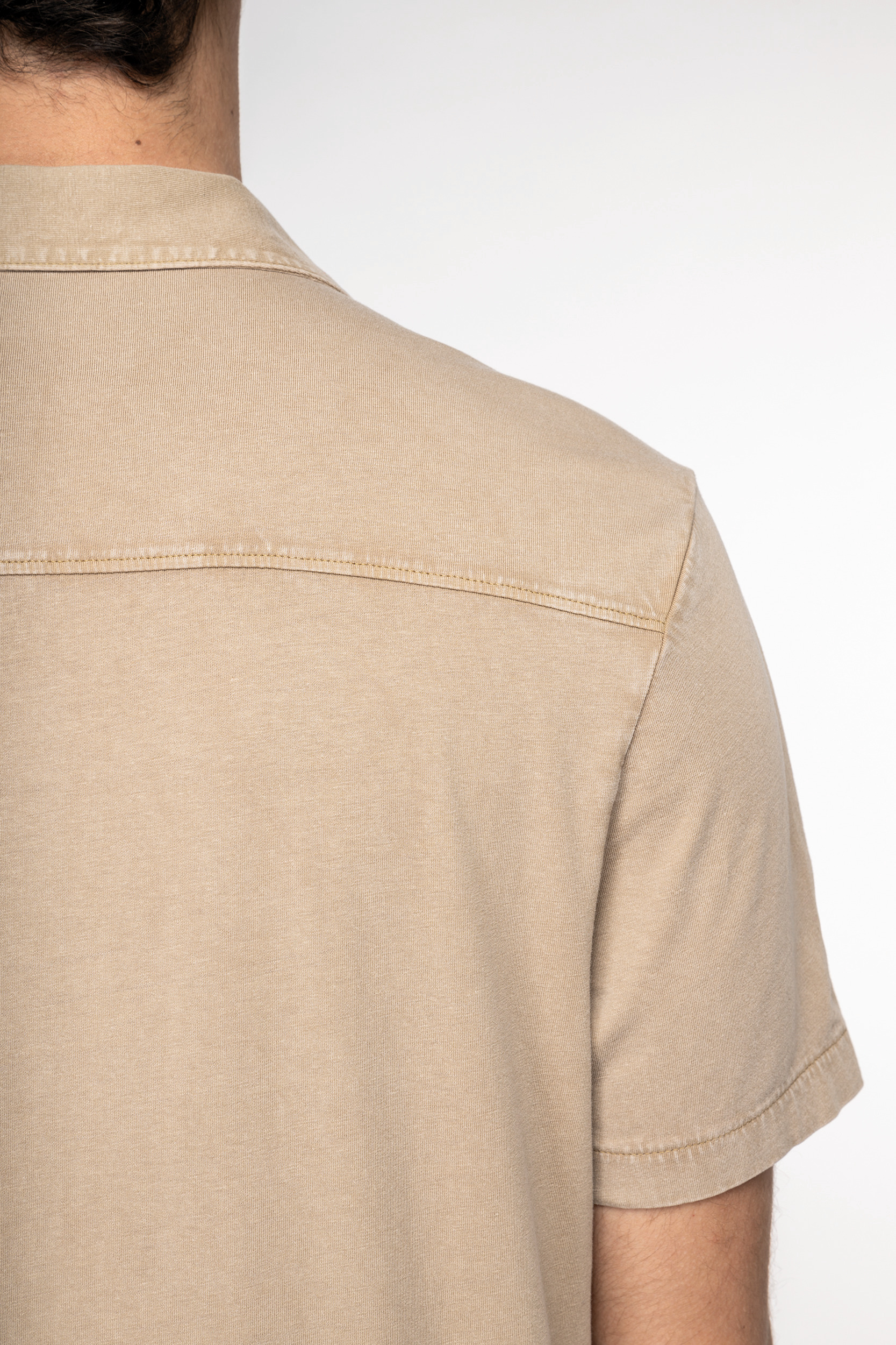 Miniature 5 pour Chemise écoresponsable délavée en jersey manches courtes à col bowling homme