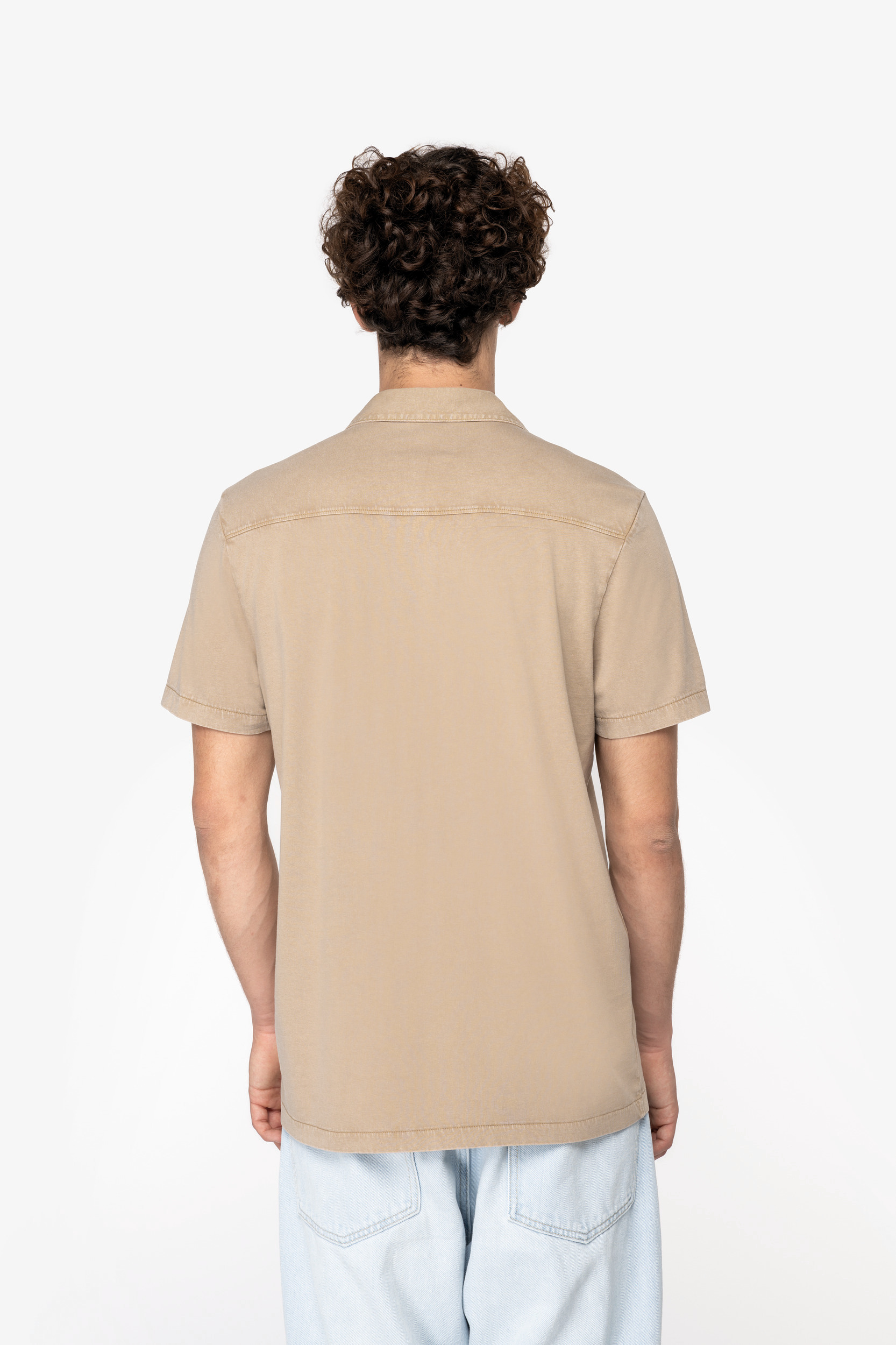 Miniature 4 pour Chemise écoresponsable délavée en jersey manches courtes à col bowling homme