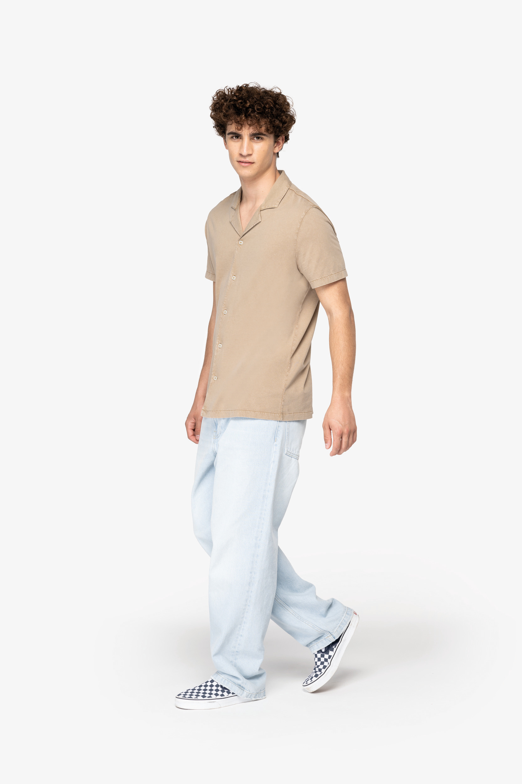 Miniature 2 pour Chemise écoresponsable délavée en jersey manches courtes à col bowling homme