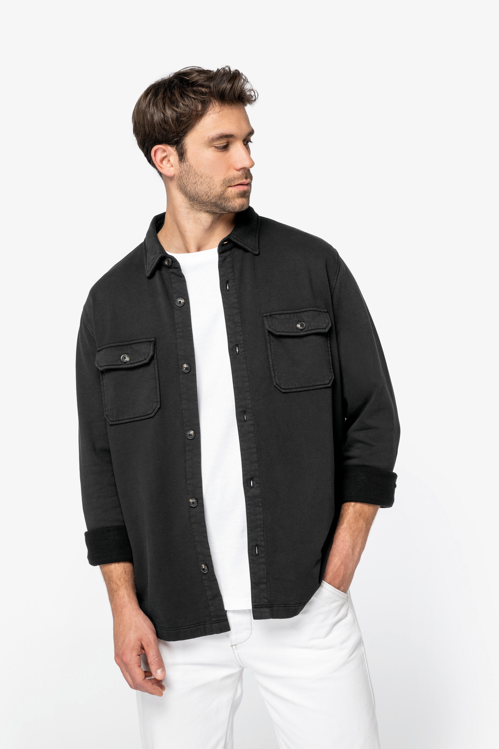Miniature 3 pour Surchemise écoresponsable délavée en molleton gratté homme