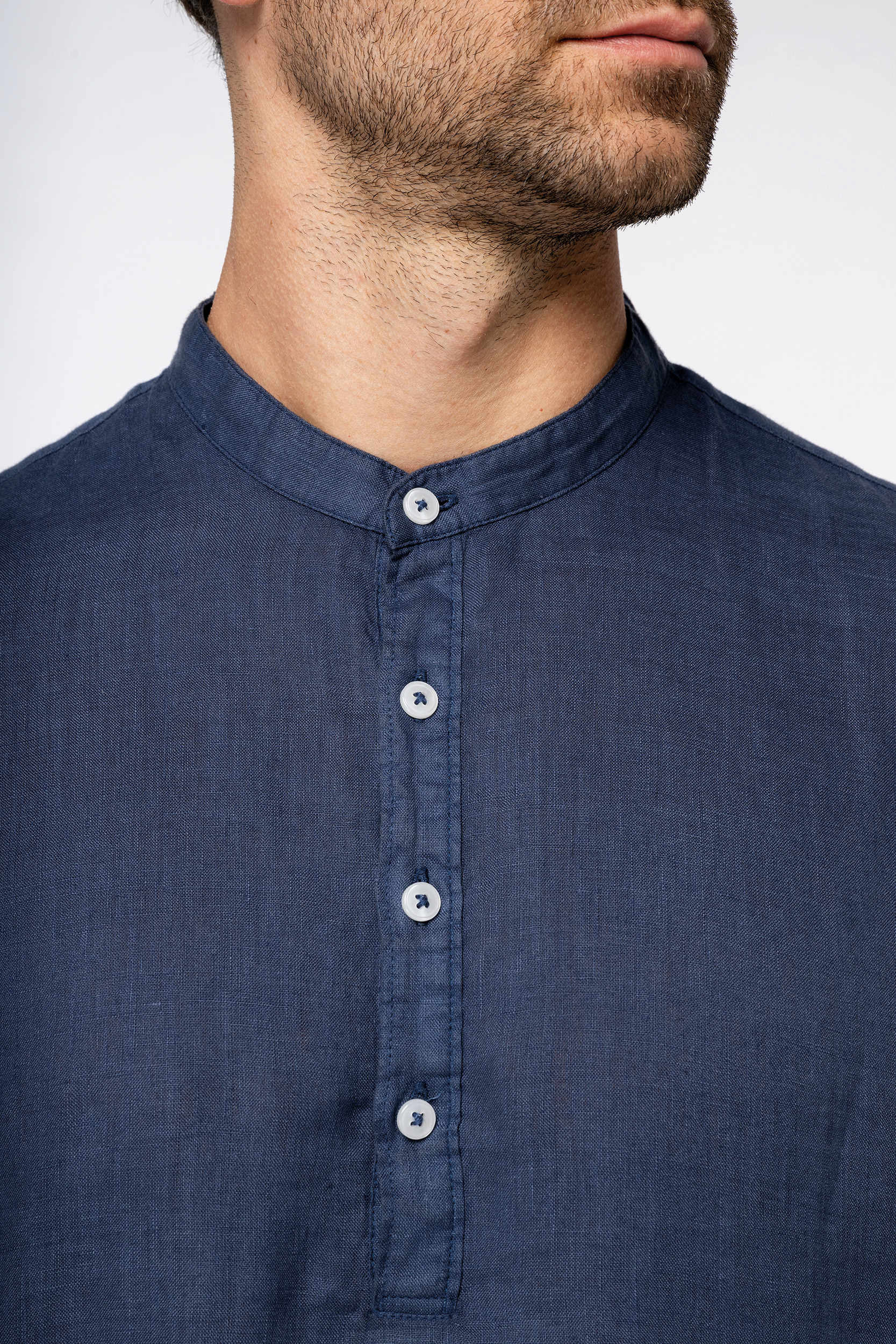 Miniature 5 pour Chemise écoresponsable à col Mao délavée  en lin délavé homme