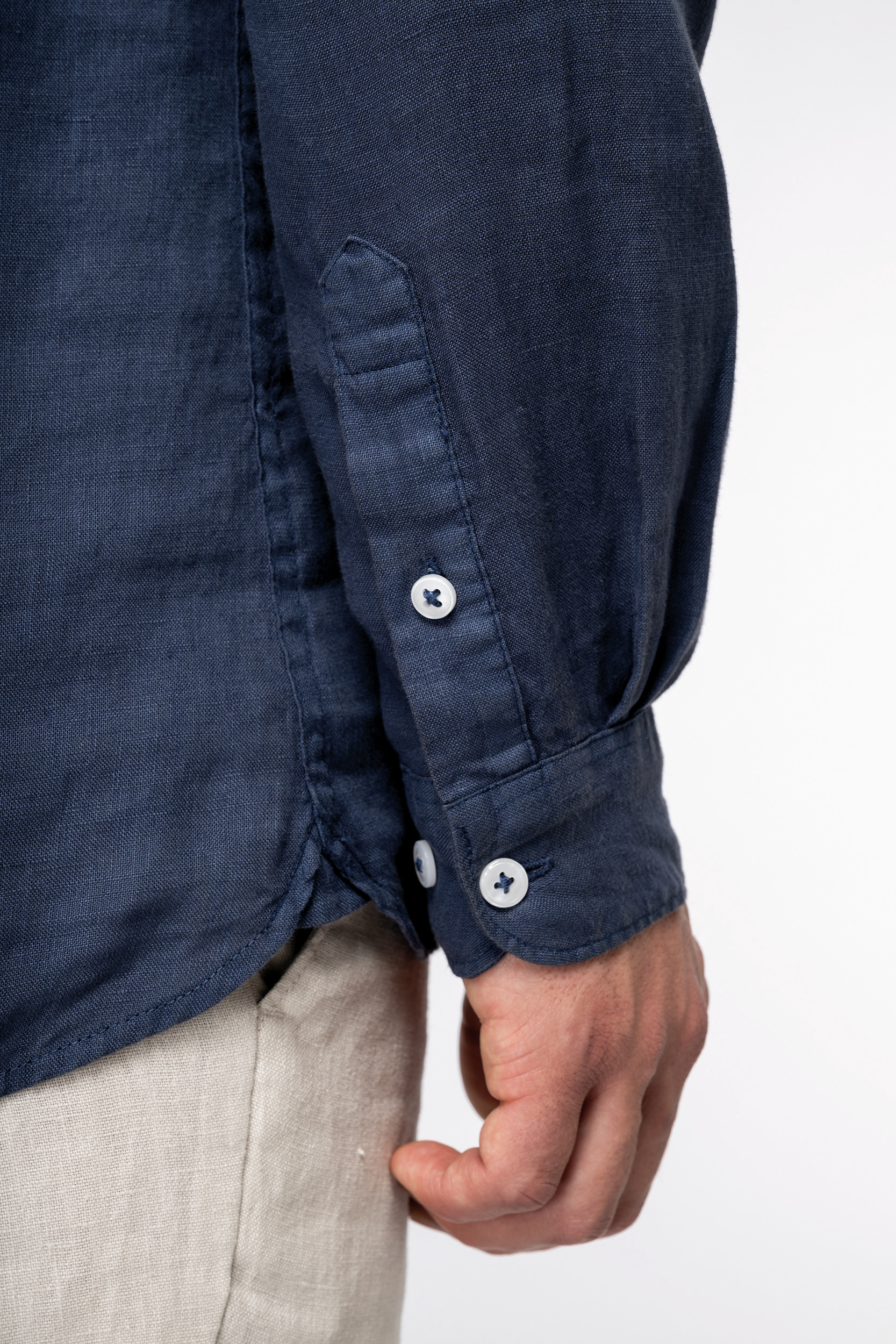Miniature 7 pour Chemise écoresponsable à col Mao délavée  en lin délavé homme