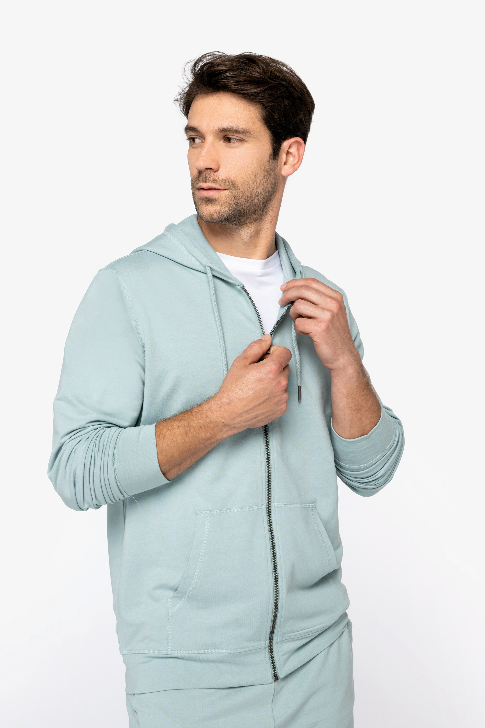 Miniature 1 pour Sweat-shirt écoresponsable zippé à capuche en modal homme
