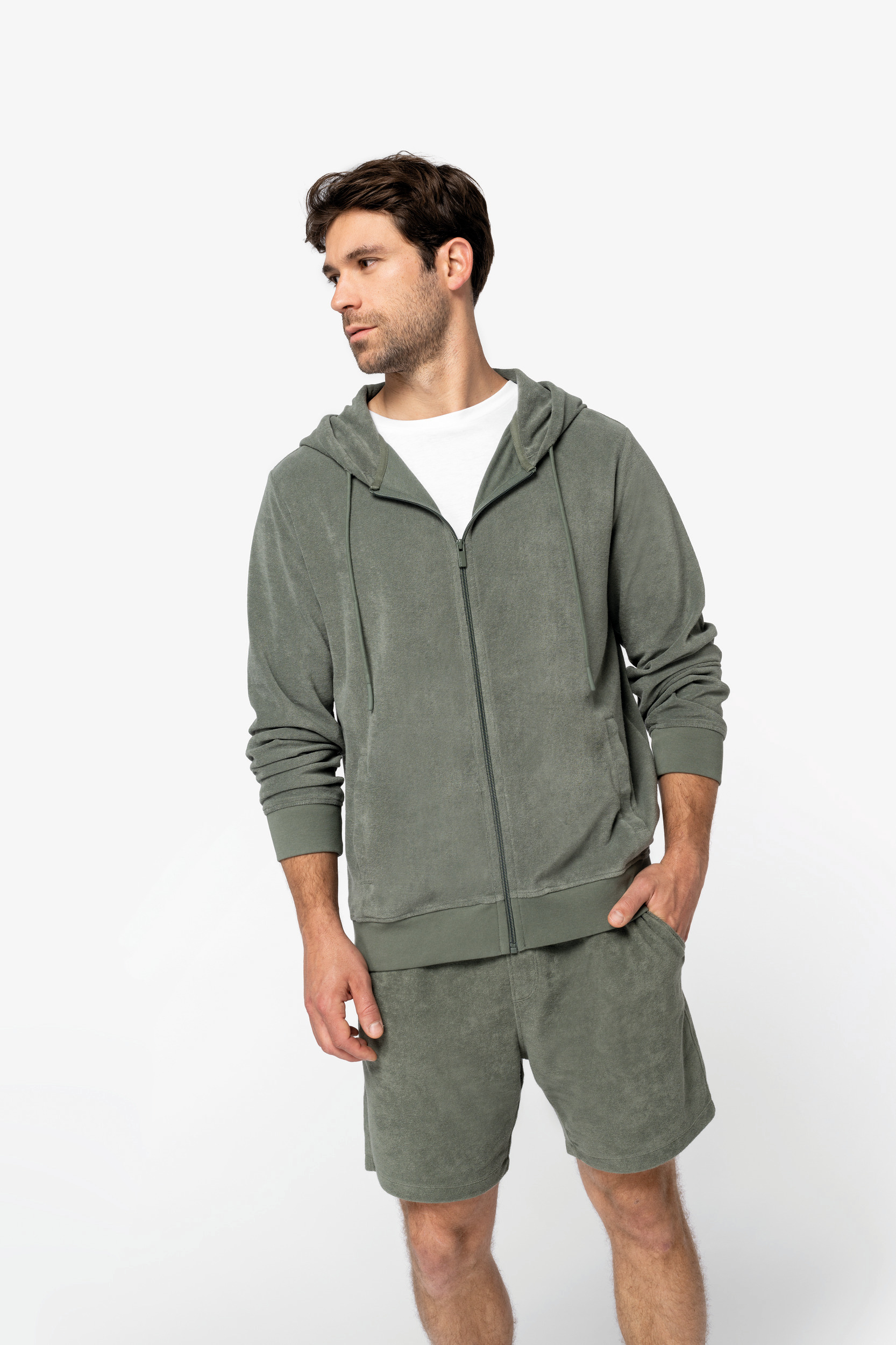 Miniature 3 pour Sweat-shirt écoresponsable en éponge zippé à capuche homme