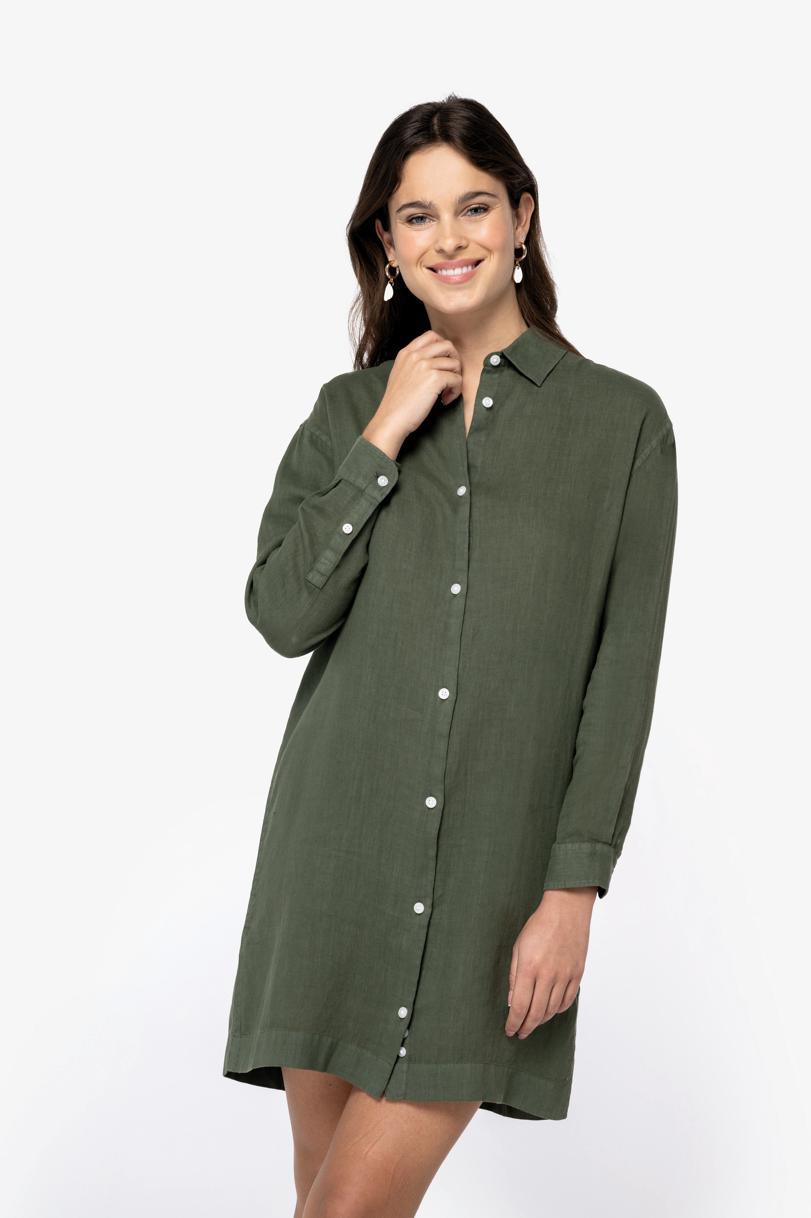 Miniature 1 pour Robe chemise écoresponsable en lin femme