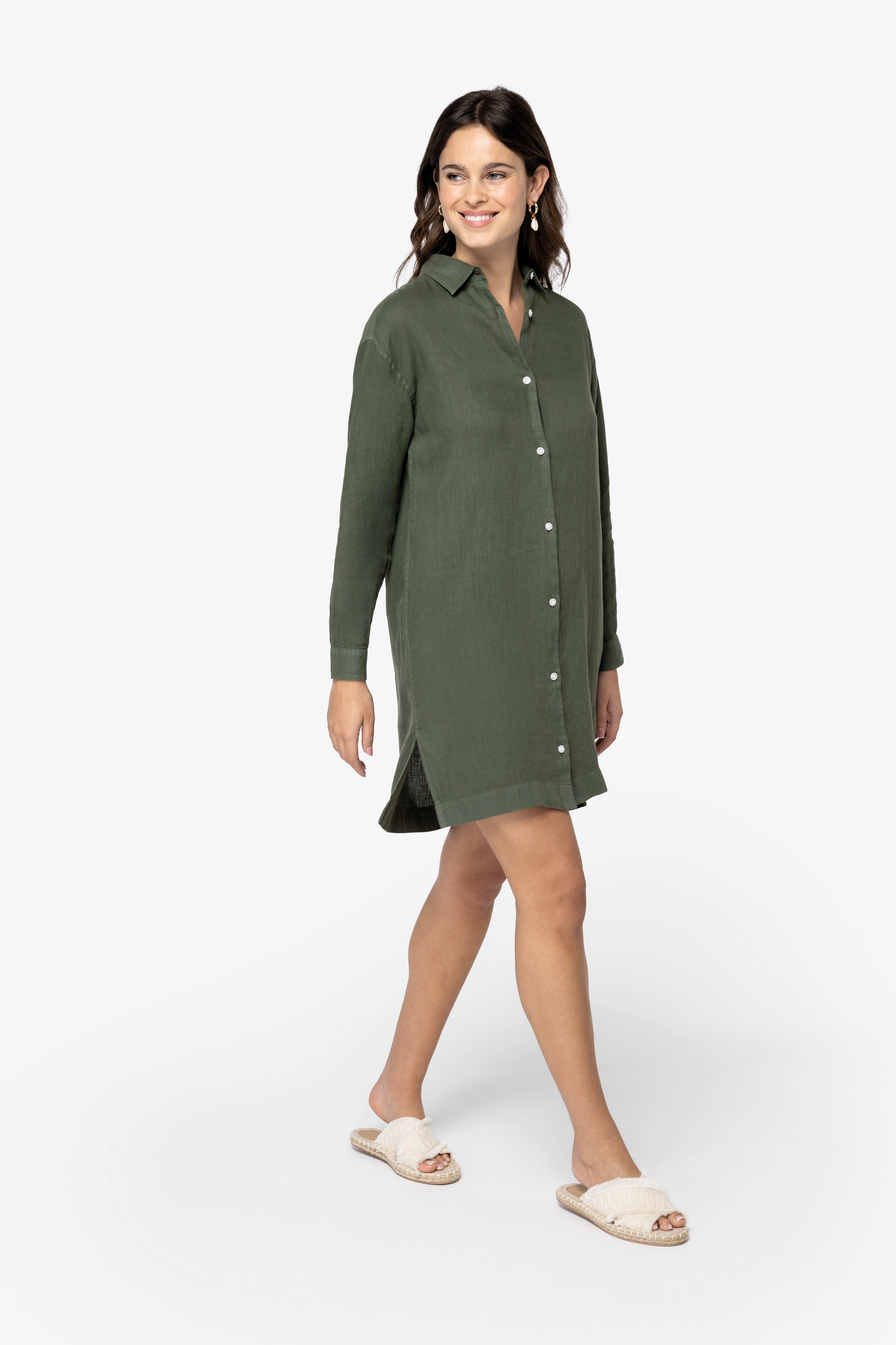 Miniature 2 pour Robe chemise écoresponsable en lin femme