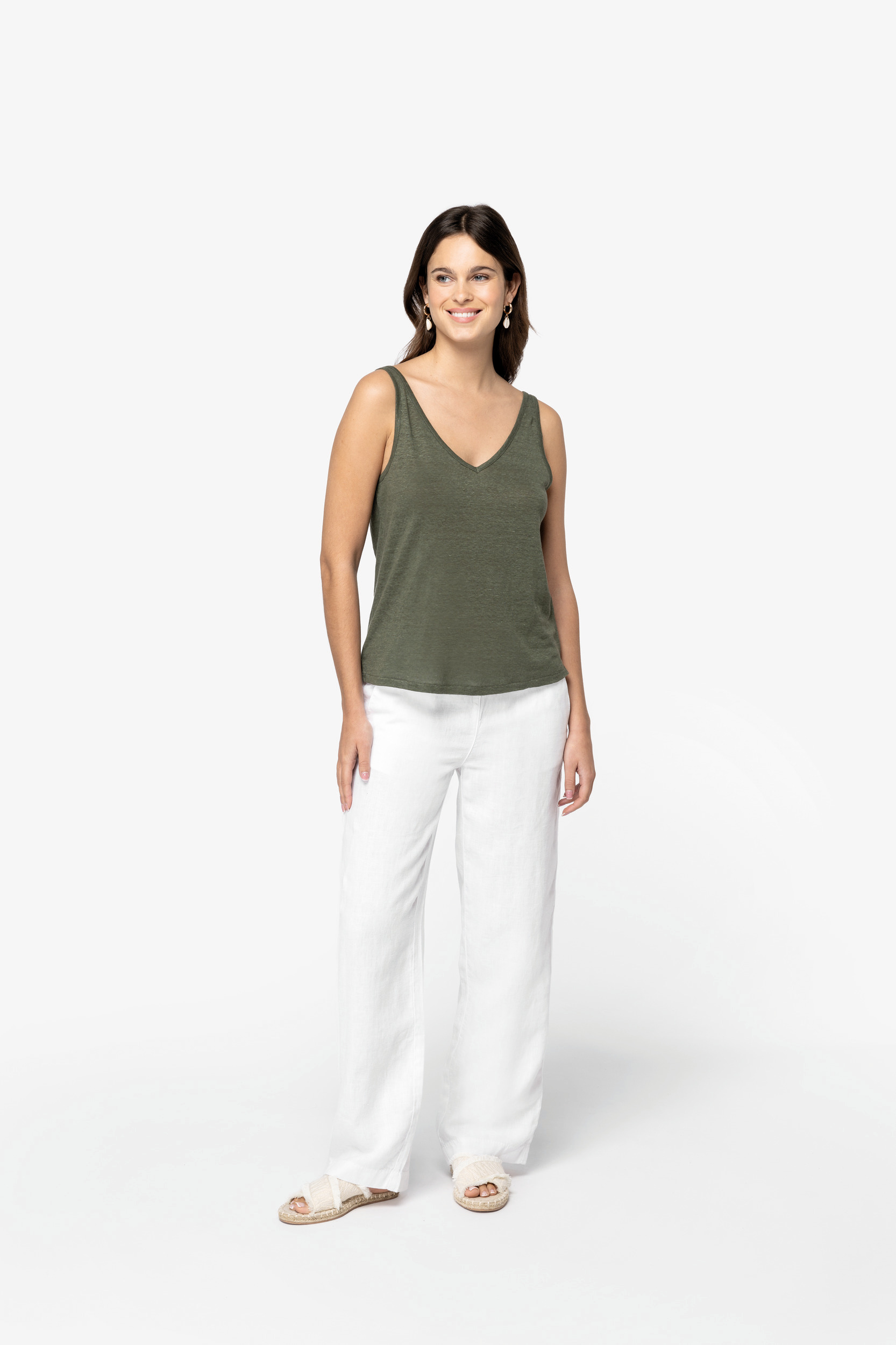 Miniature 2 pour Pantalon écoresponsable délavé en lin femme