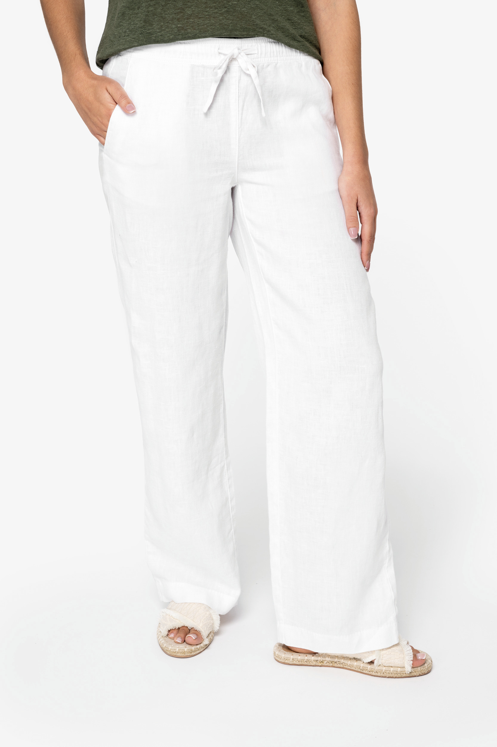 Miniature 1 pour Pantalon écoresponsable délavé en lin femme