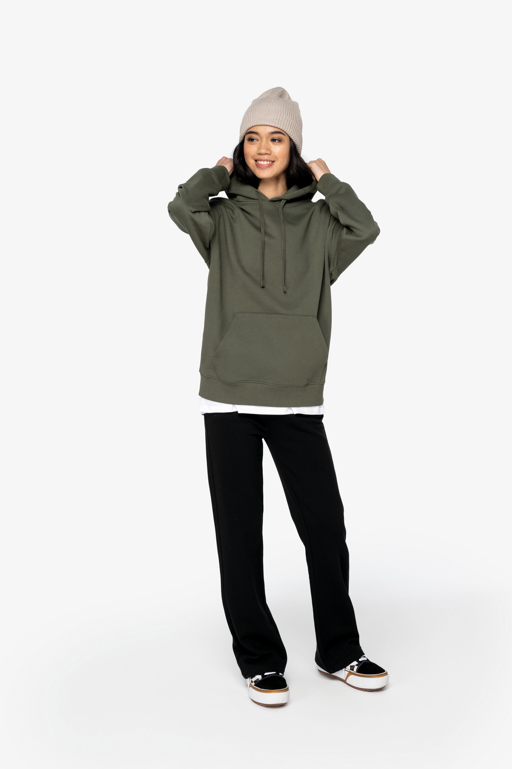 Miniature 16 pour Sweat-shirt écoresponsable à capuche à épaules tombantes molleton gratté unisexe