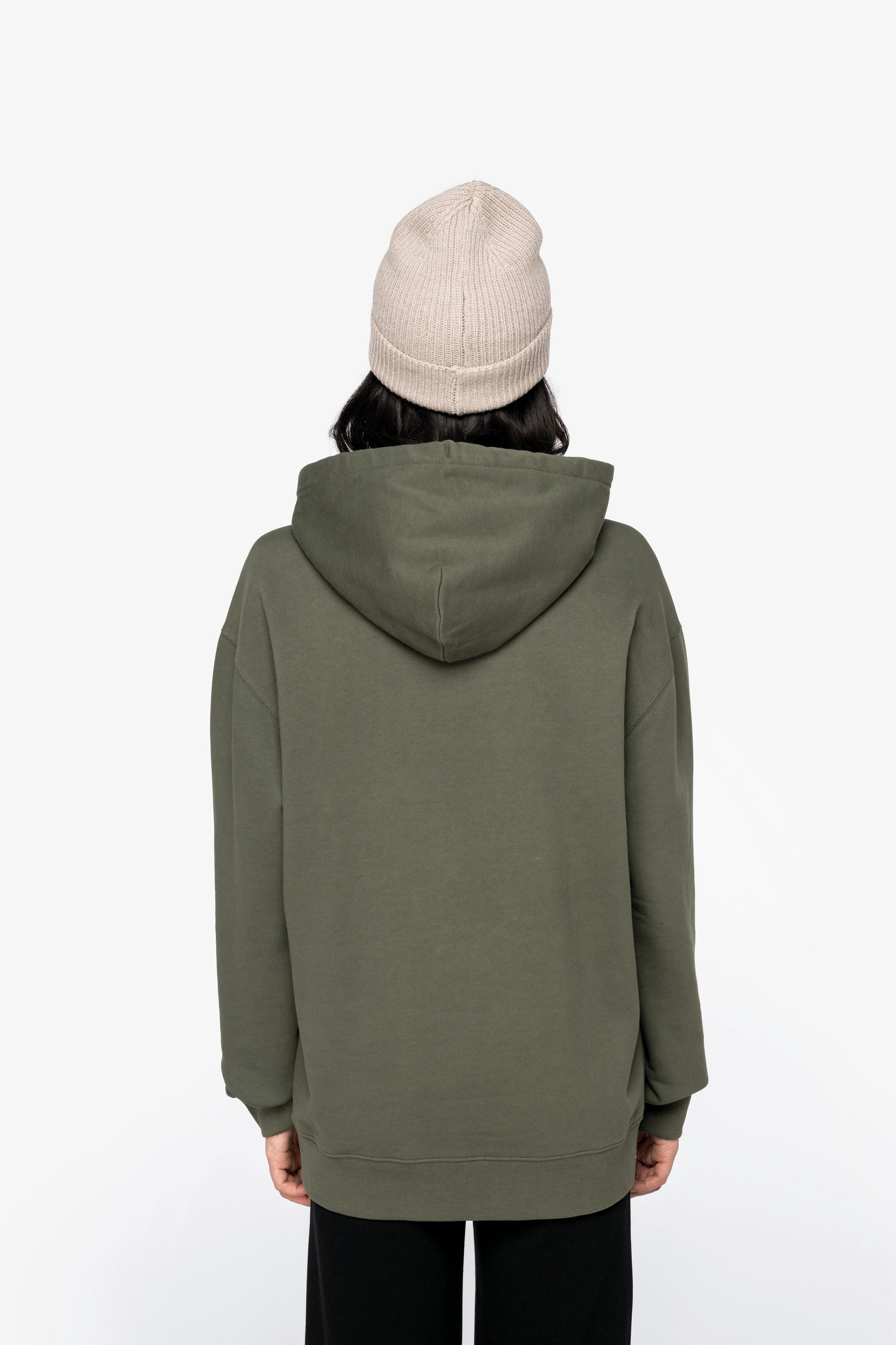 Miniature 15 pour Sweat-shirt écoresponsable à capuche à épaules tombantes molleton gratté unisexe
