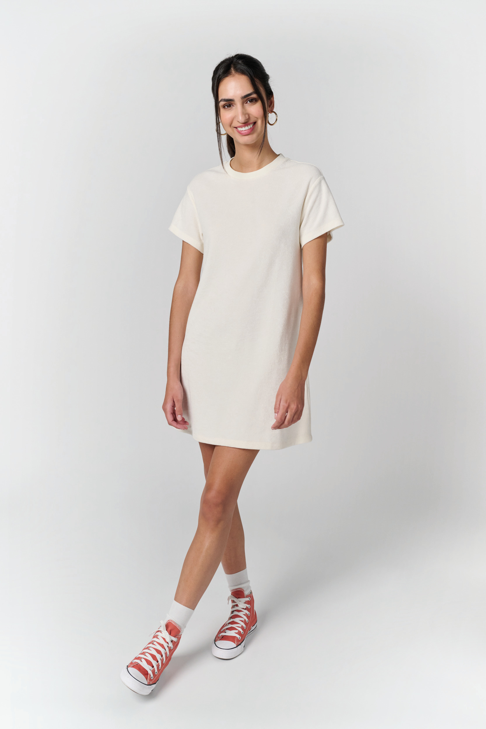 Miniature 2 pour Robe t-shirt écoresponsable en éponge à épaules tombantes femme