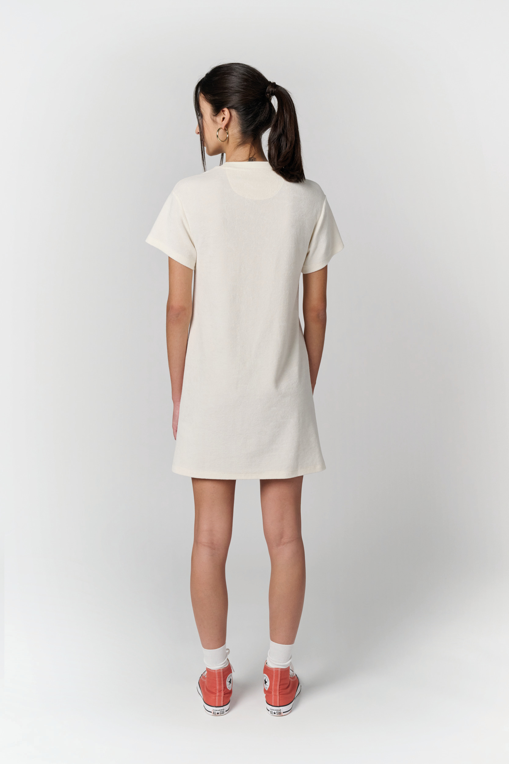 Miniature 4 pour Robe t-shirt écoresponsable en éponge à épaules tombantes femme