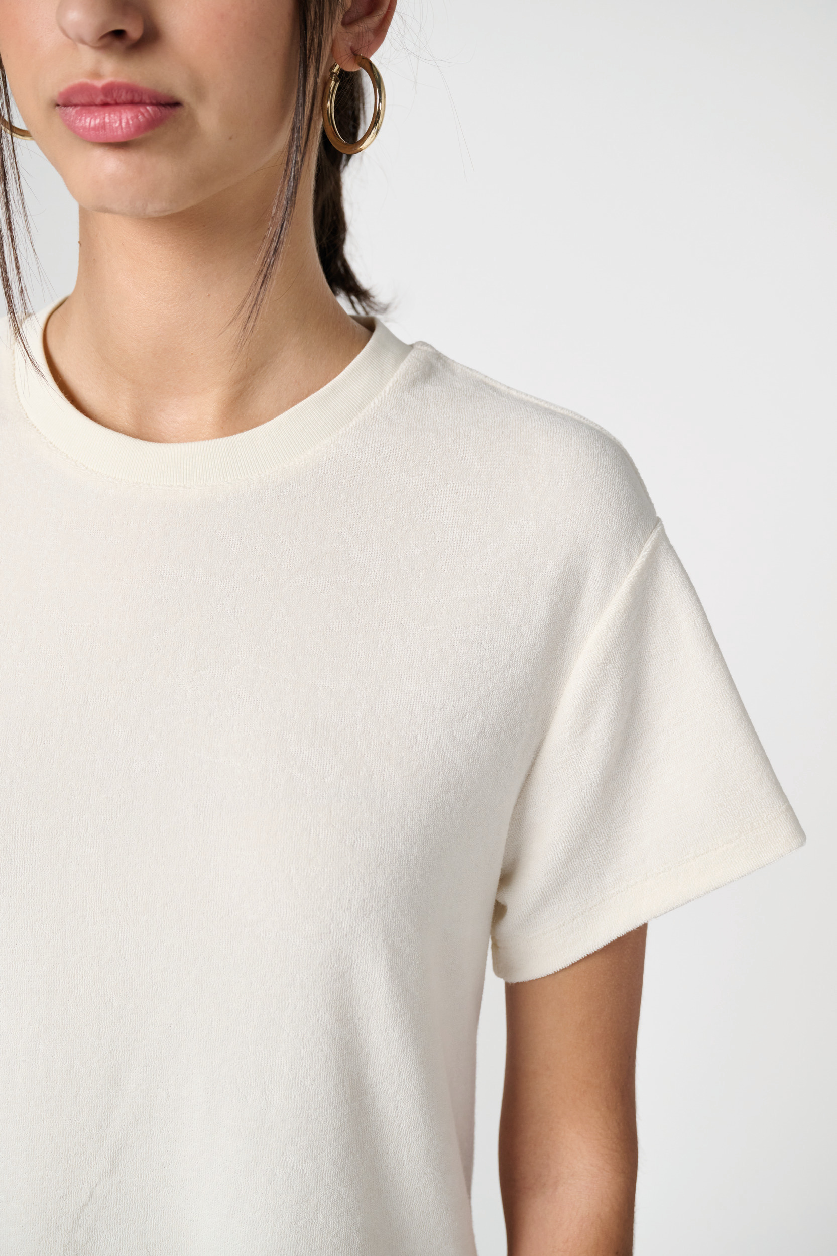 Miniature 5 pour Robe t-shirt écoresponsable en éponge à épaules tombantes femme