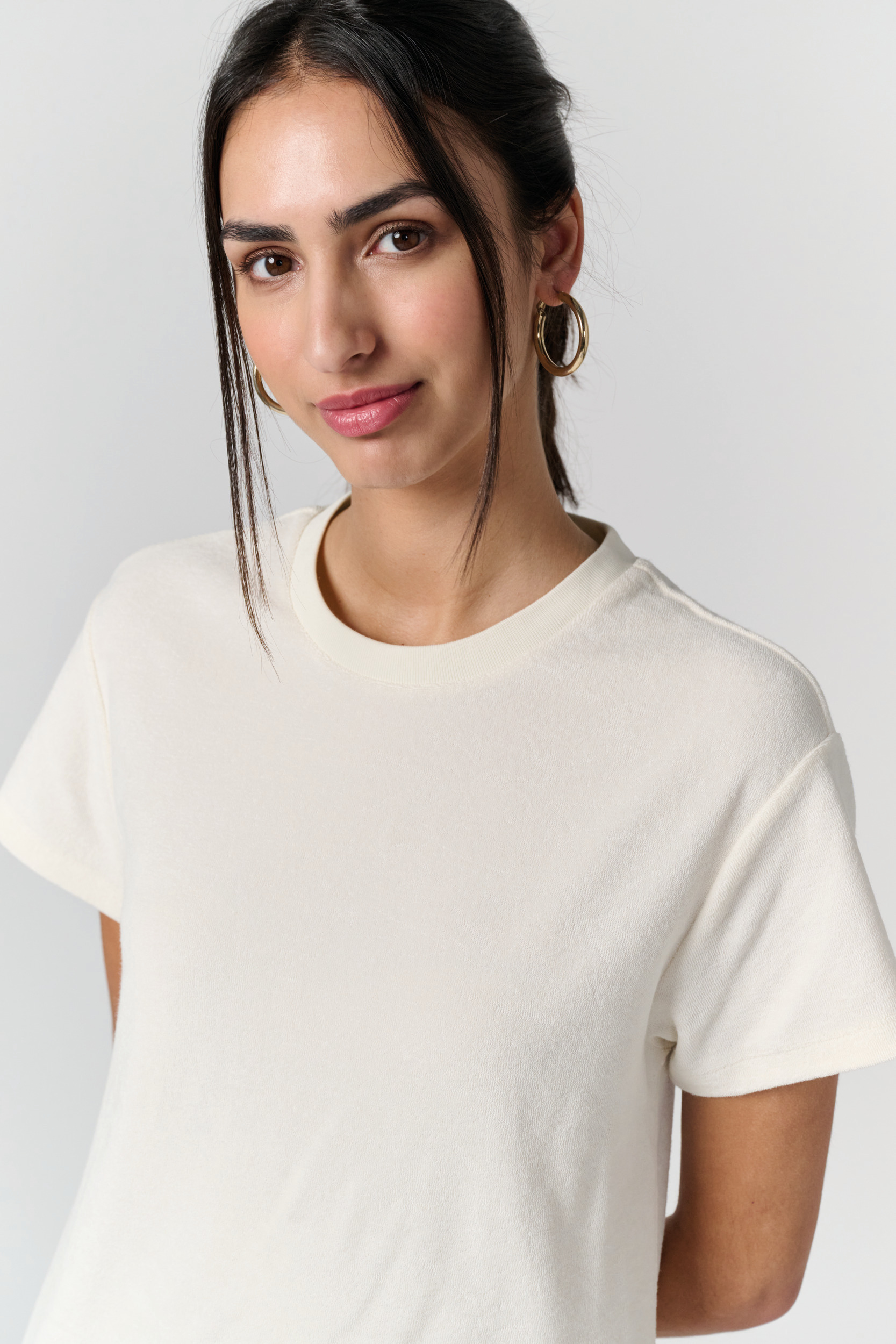 Miniature 3 pour Robe t-shirt écoresponsable en éponge à épaules tombantes femme