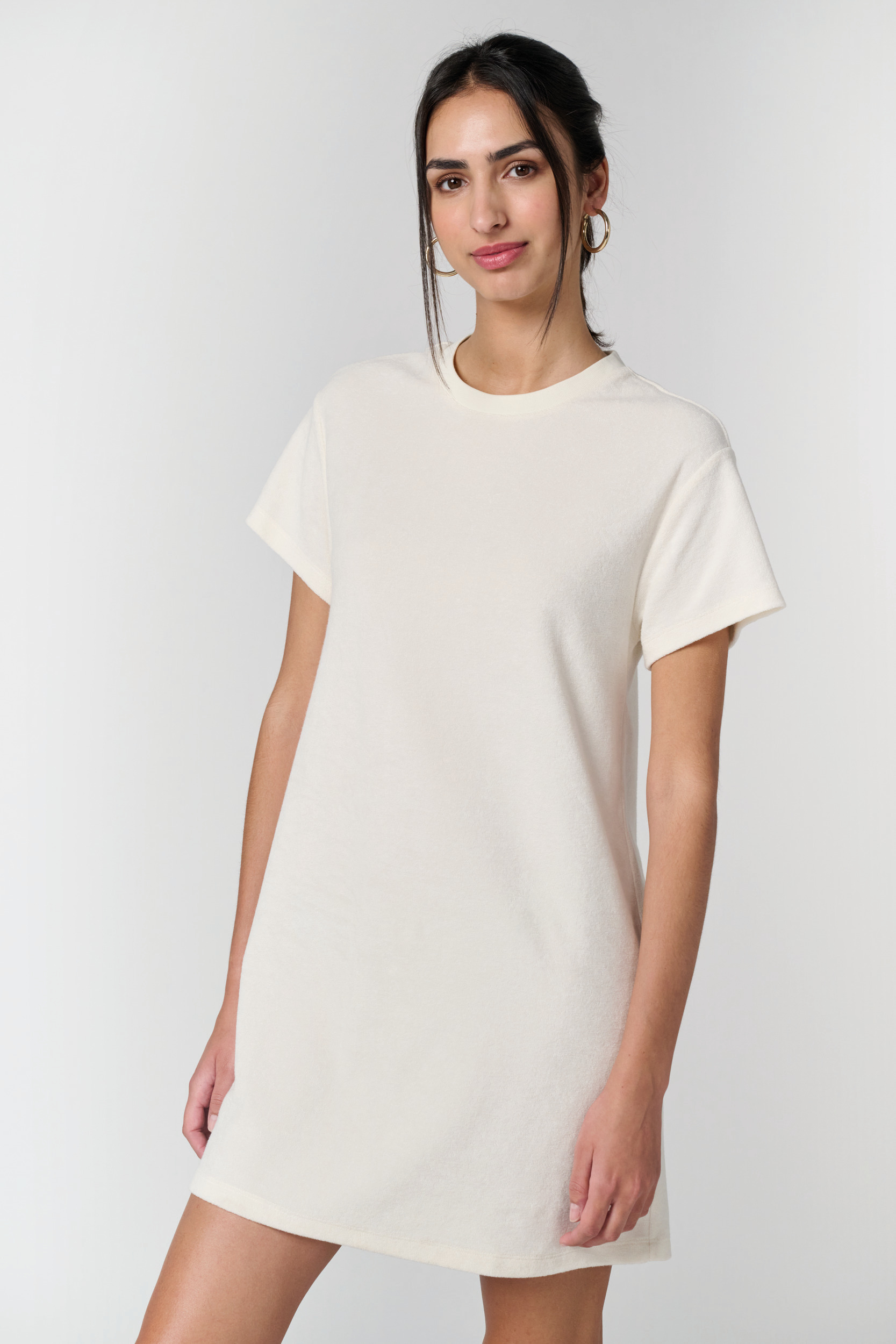 Miniature 1 pour Robe t-shirt écoresponsable en éponge à épaules tombantes femme