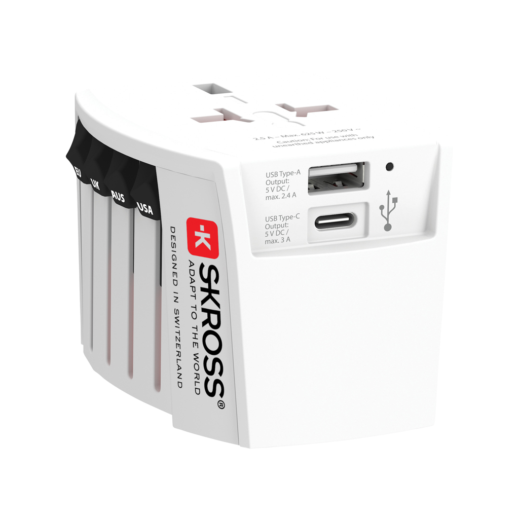Miniature 1 pour SKROSS Adaptateur de voyage universel MUV 2-Pôles avec USB